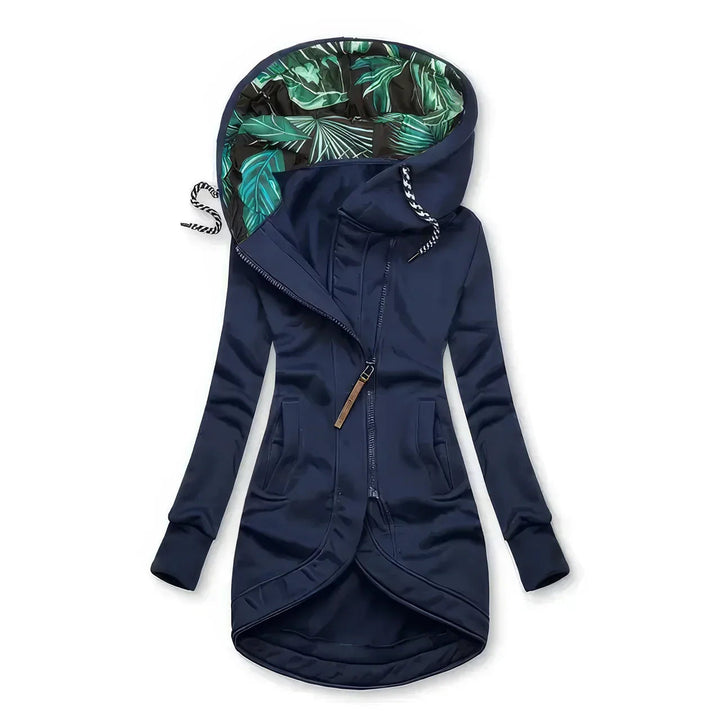 Quirina | Women's Lightweight Casual Contrast Printed Lining Jackets — Blue