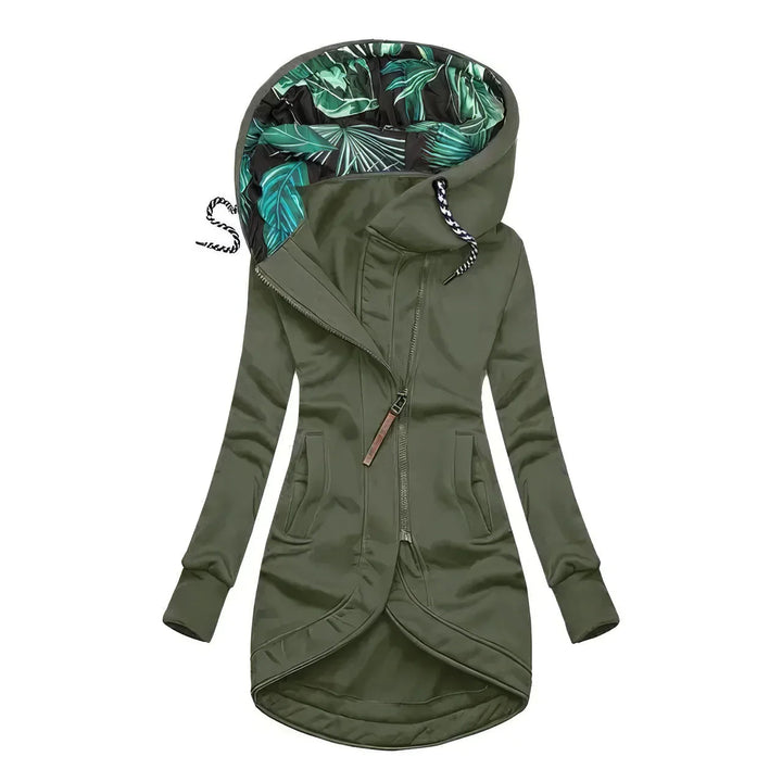 Quirina | Women's Lightweight Casual Contrast Printed Lining Jackets — Green