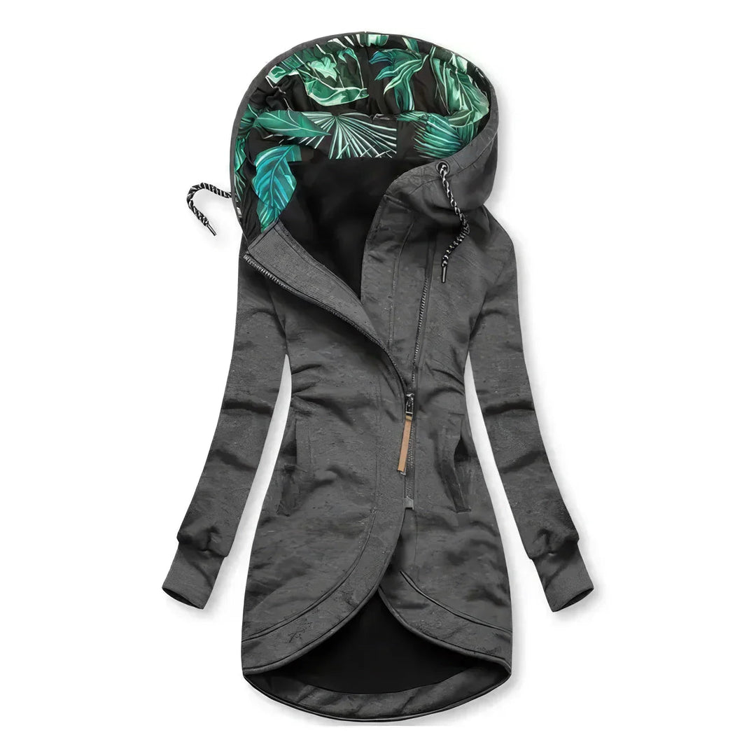 Quirina | Women's Lightweight Casual Contrast Printed Lining Jackets — Grey