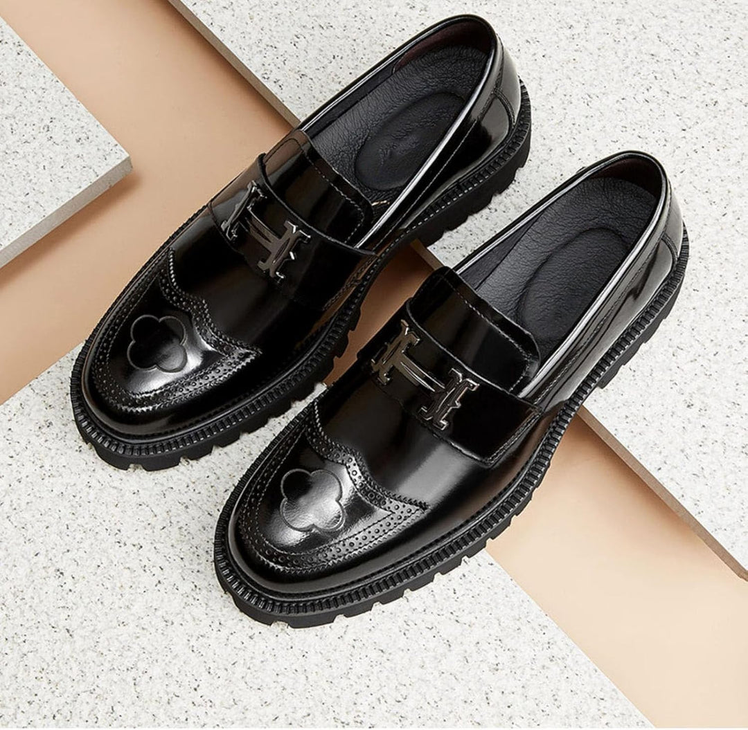 Reginald | Men's Orthopedic Comfort Slip-On Modern Platform Loafers with Metal Bit Detail — 1