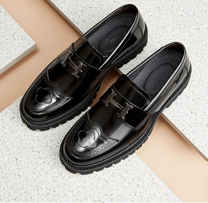 Reginald | Men's Orthopedic Comfort Slip-On Modern Platform Loafers with Metal Bit Detail — 1