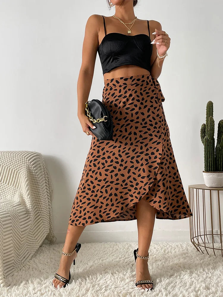 Renata | Women's Maxi High-Waist Printed Wrap Tie Casual Skirt — 1