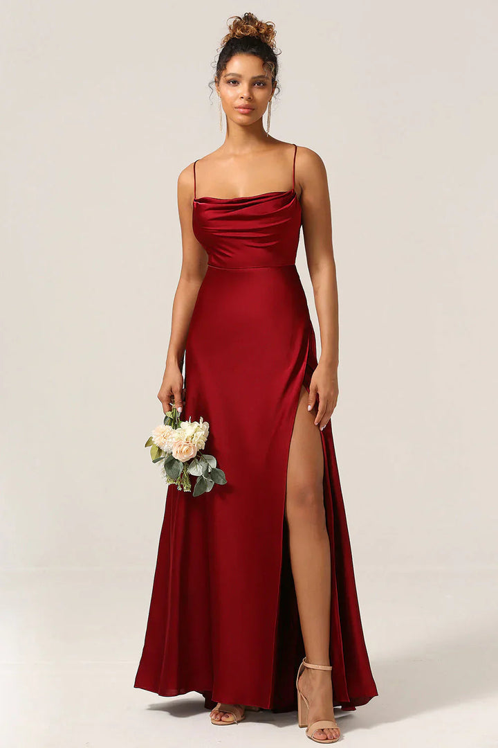 Renethstine | Women's Elegant Split Evening Maxi Dress — Red