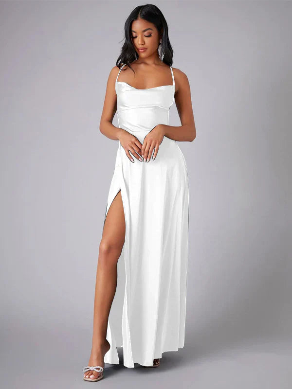 Renethstine | Women's Elegant Split Evening Maxi Dress — White