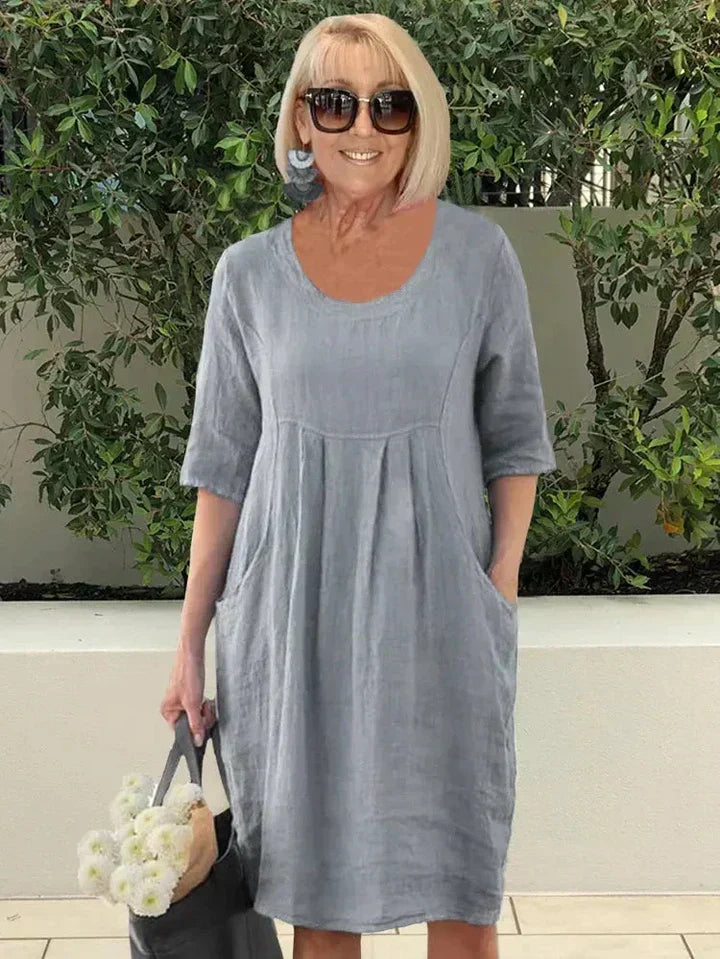 Renethvanne | Women's Elegant Loose Dress with Pockets — Gray
