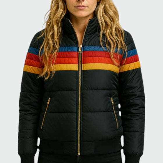 Renethvia | Women's Puffer Jacket Hooded Winter Outdoor - Navy Blue / Black