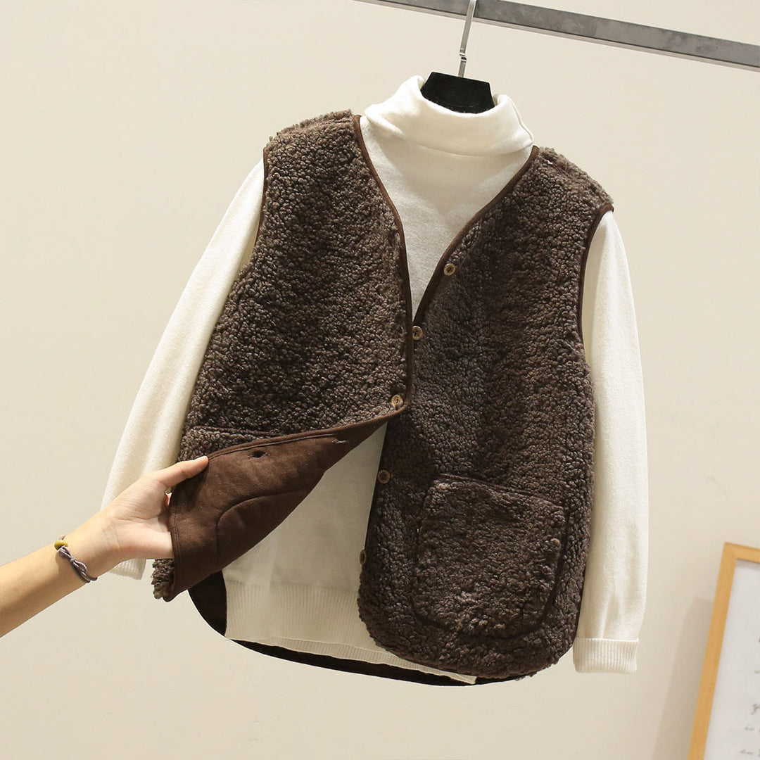 Rillaetta | Women's Cozy Soft And Sophisticated Lambswool Knit Vest Sweater — Brown