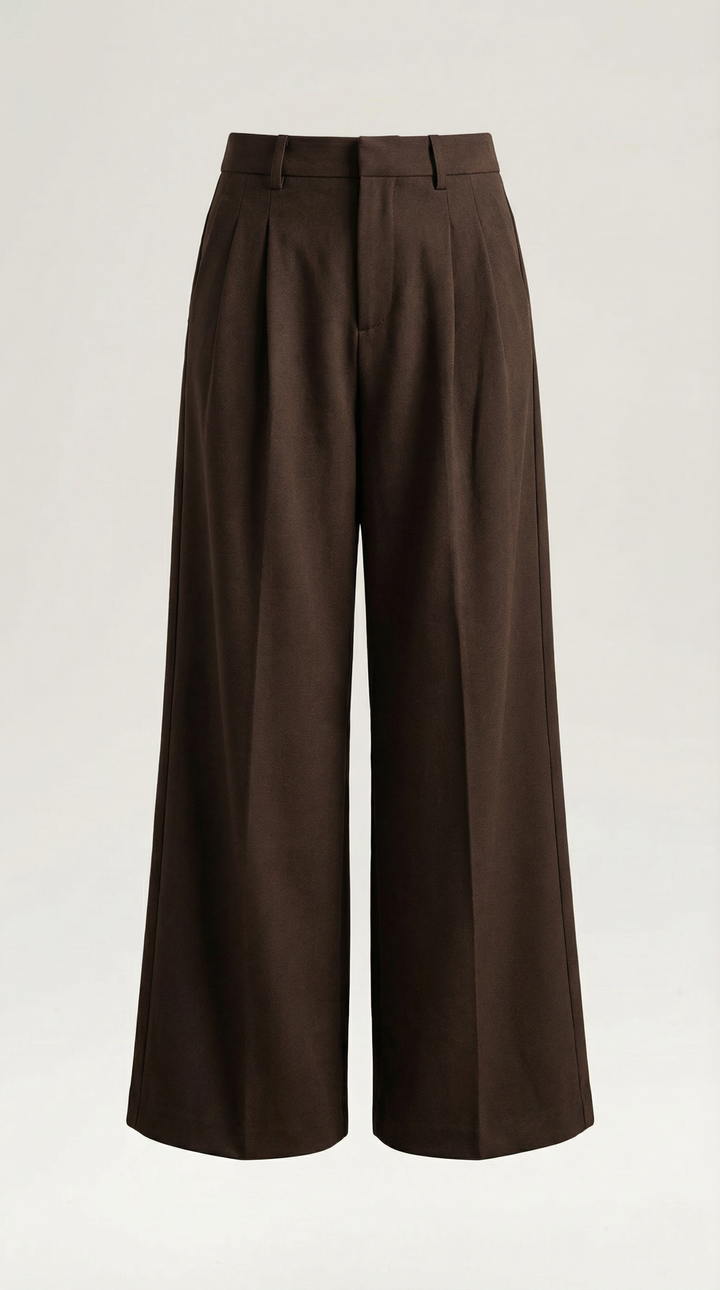 Close-up fabric detail trousers on woman plain background lighting