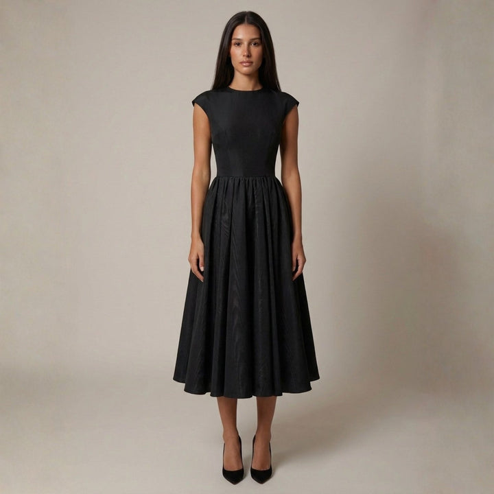 Rosa | Women's Wedding Guest Elegant The Verona Cut-Out Midi Dress Dresses — Black