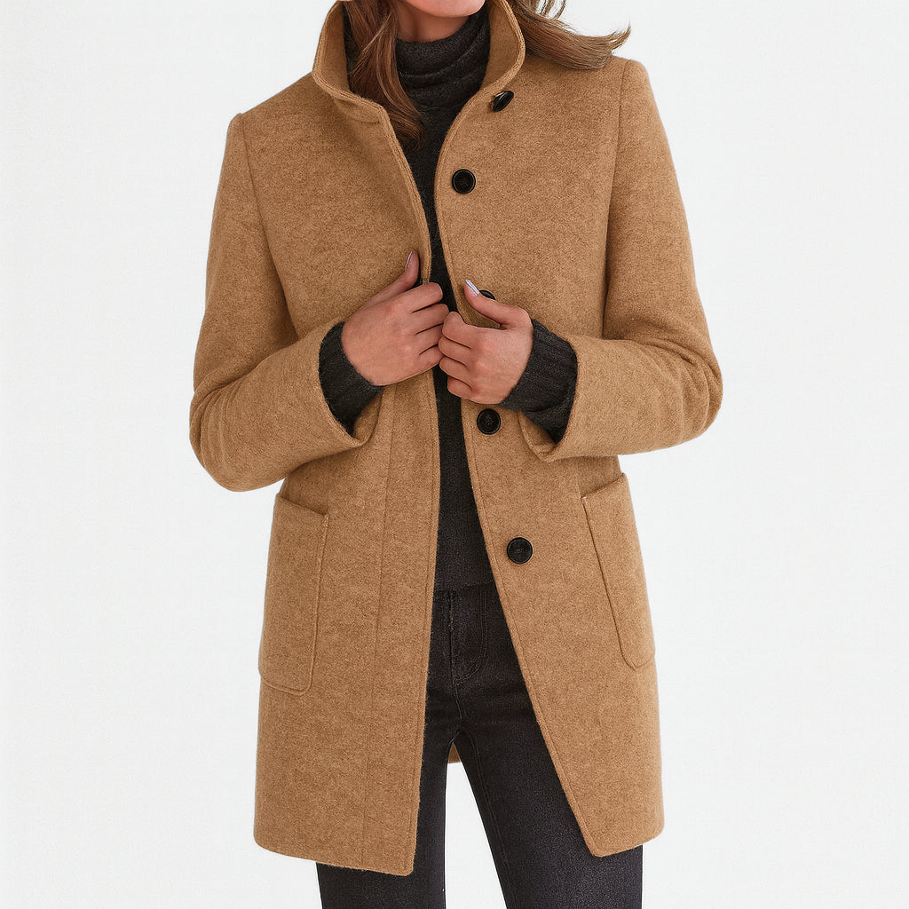 Rosaana | Women's Casual Stretch Timeless Coat Tops — Khaki