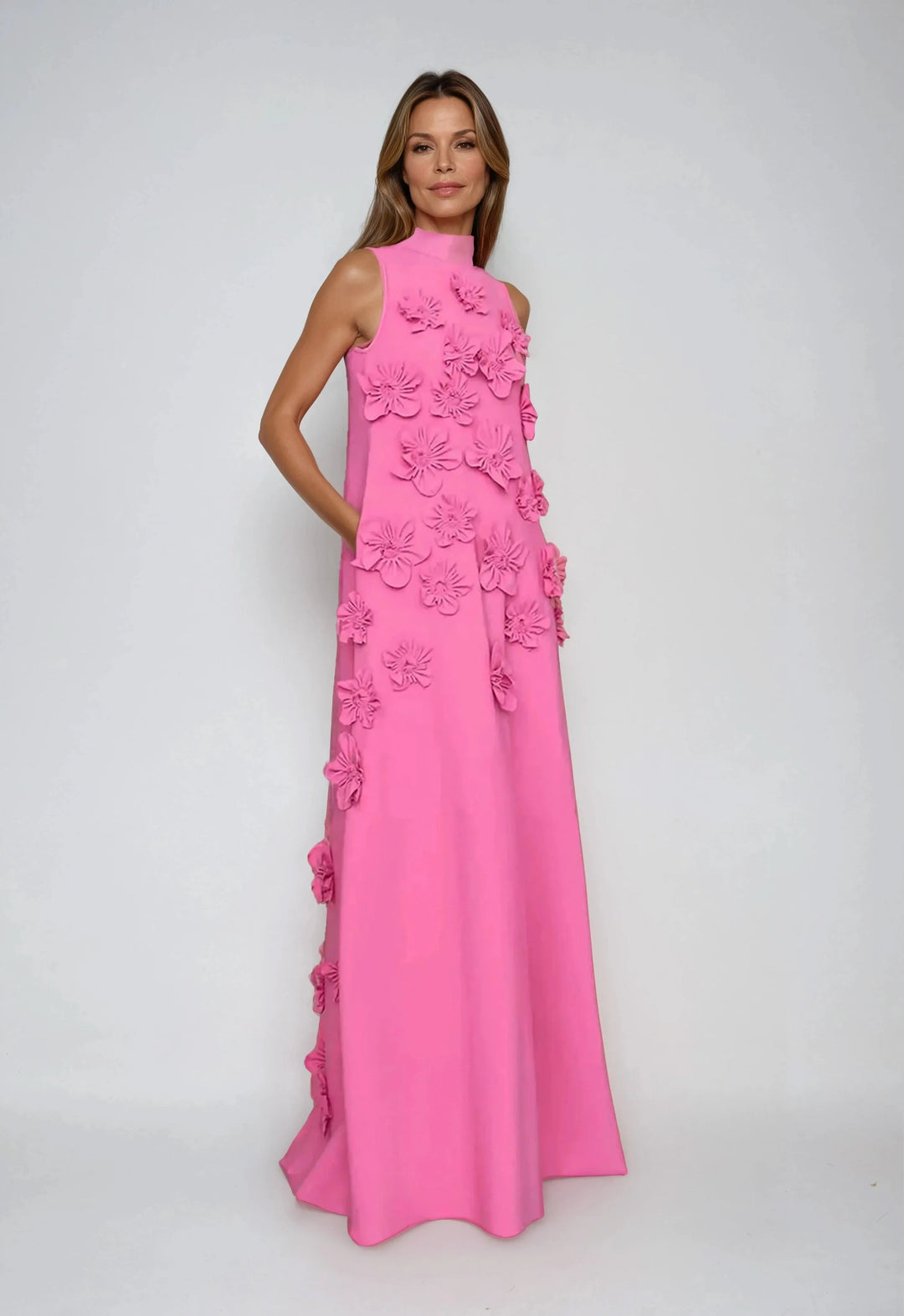 Rosaanne | Women's Floral Embellished Sleeveless Evening Maxi Dress