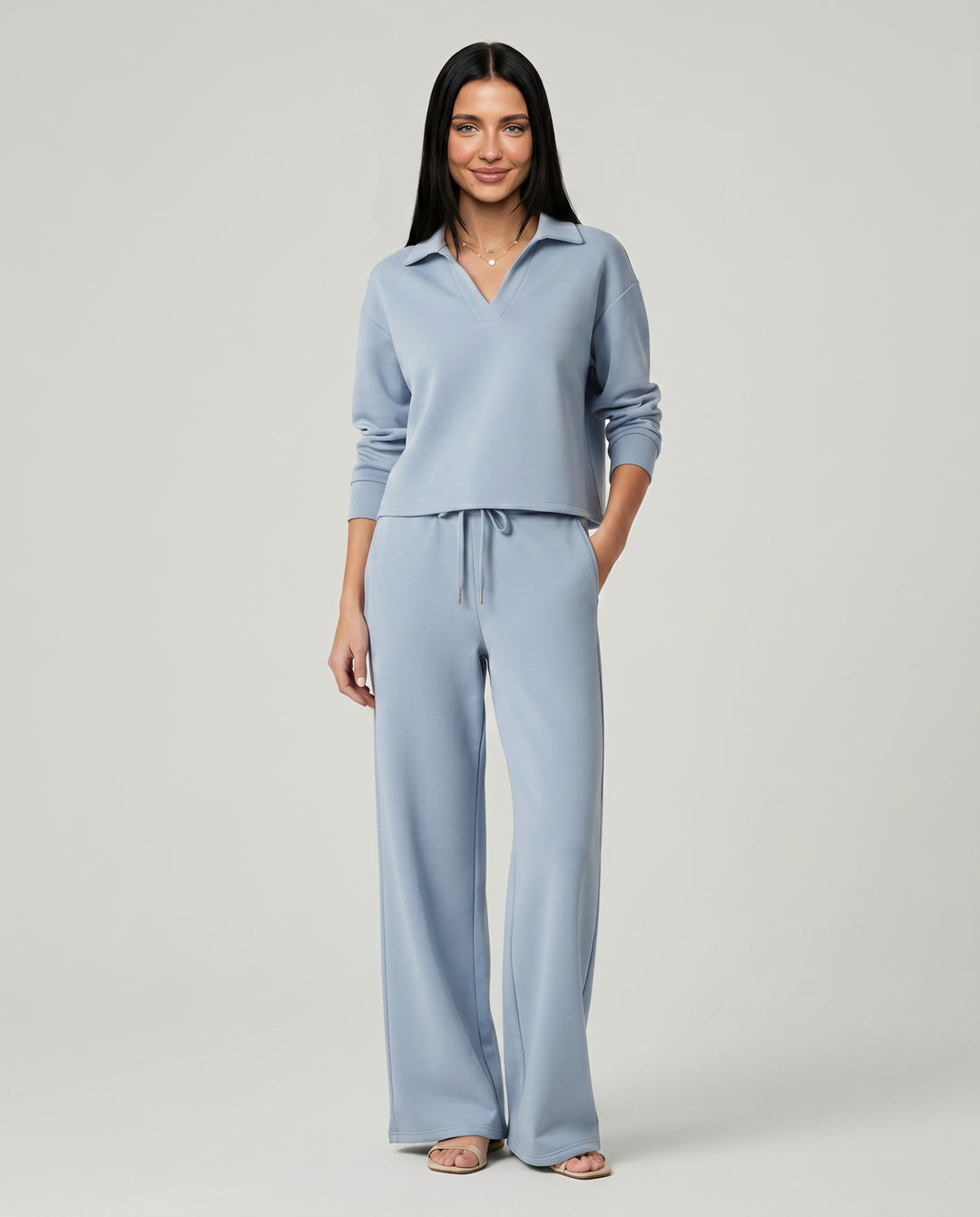 Rosamund | Women's Matching Two-Piece Set with Wide-Leg Pants — 1