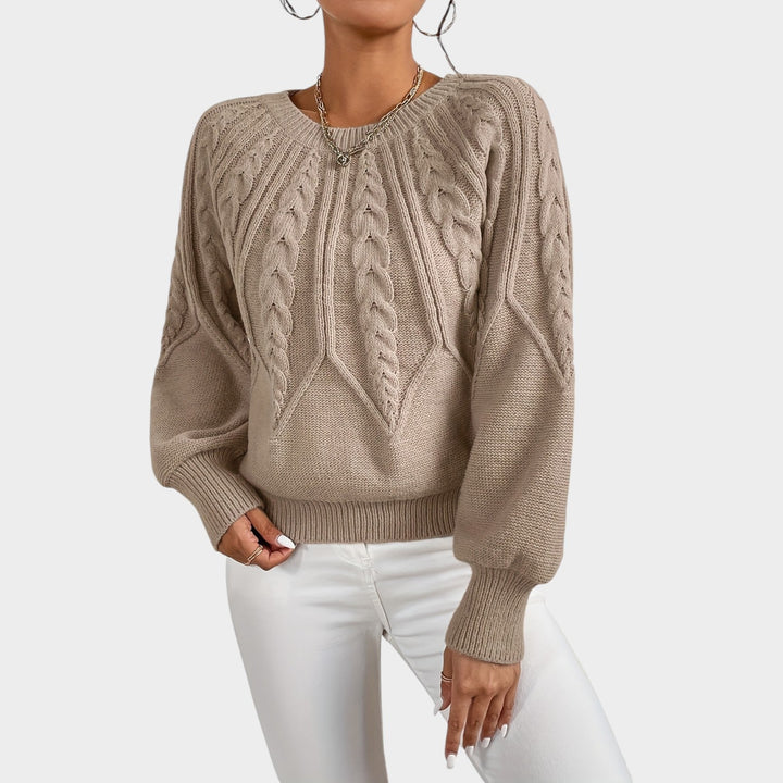 Sabelina | Women's Cozy Knit Sweater Crew Neck Chunky Lantern Sleeve — 2