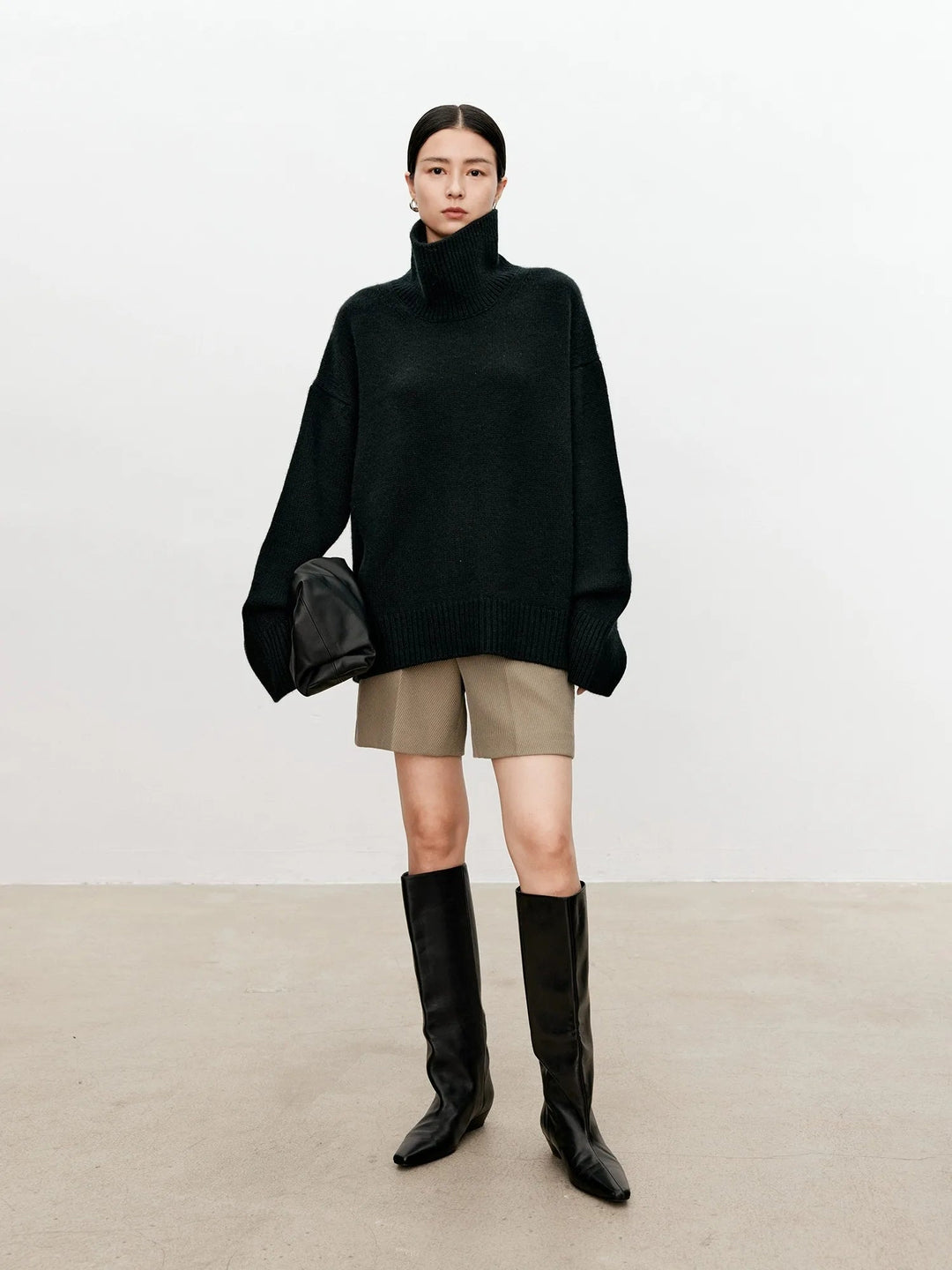 Sablemira | Women's Cozy Loose and Thick Turtleneck sweater Knit — black