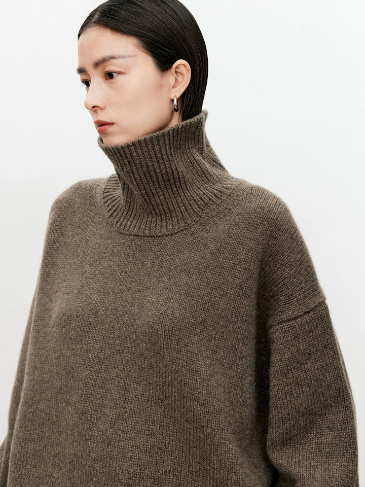 Sablemira | Women's Cozy Loose and Thick Turtleneck sweater Knit — brown