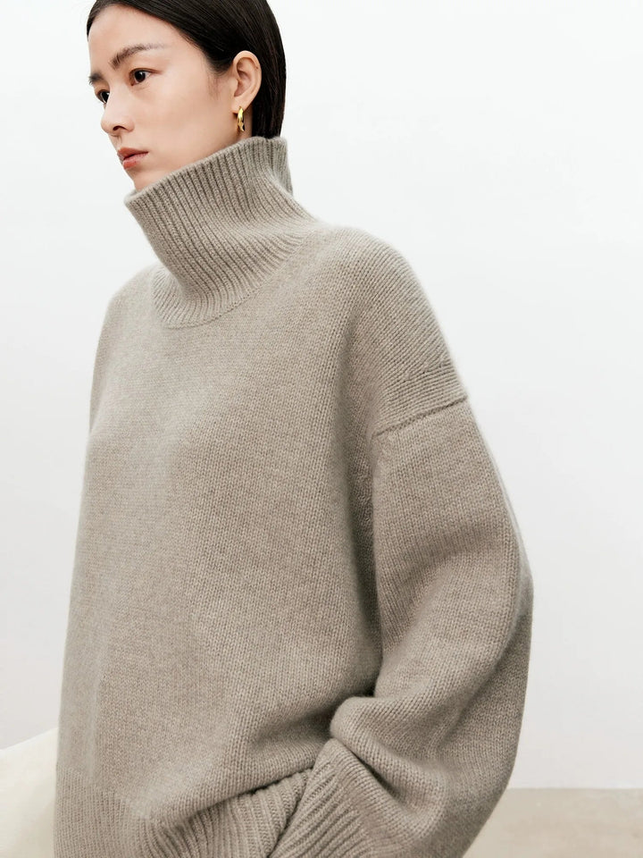 Sablemira | Women's Cozy Loose and Thick Turtleneck sweater Knit — camel