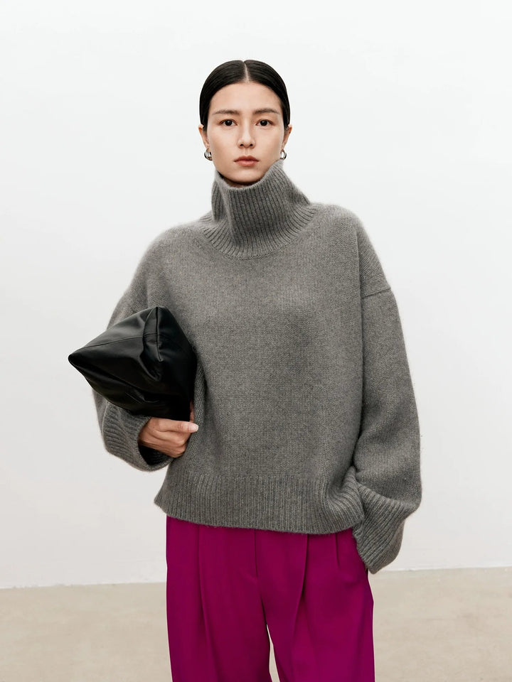 Sablemira | Women's Cozy Loose and Thick Turtleneck sweater Knit — gray