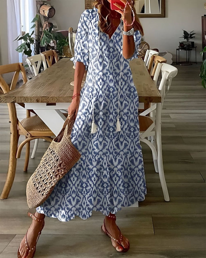 Saskia | Women's Wedding Guest Elegant Boho Magic Covering Dress Dresses — Blue (Almost sold out)
