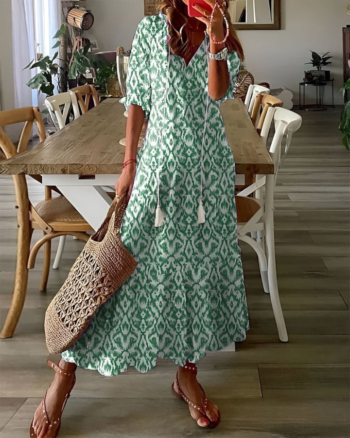 Saskia | Women's Wedding Guest Elegant Boho Magic Covering Dress Dresses — Green (Almost sold out)