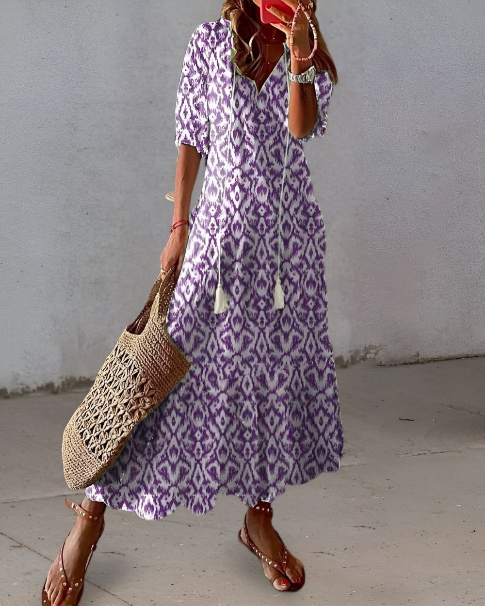 Saskia | Women's Wedding Guest Elegant Boho Magic Covering Dress Dresses — Purple