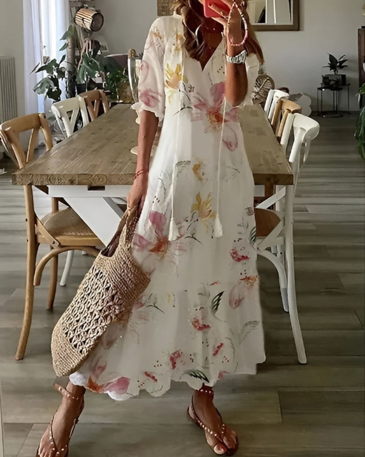 Saskia | Women's Wedding Guest Elegant Boho Magic Covering Dress Dresses — White 1 (Almost sold out)