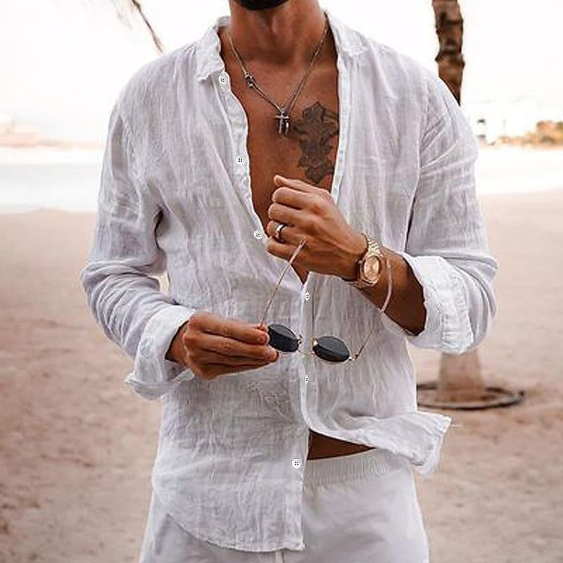Sebastian | Men's Button-Up Casual Men’s Long Sleeve Shirt with Button Front — 2