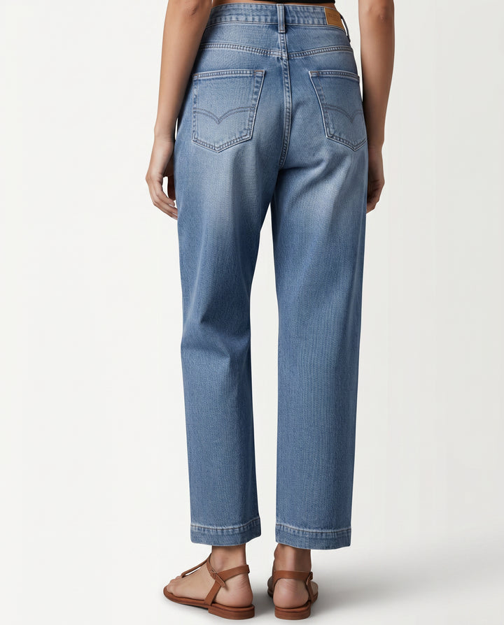 Sebastiane | Women's High-Waist Wide-Leg Straight-Leg Jeans with Seam Detailing — 2