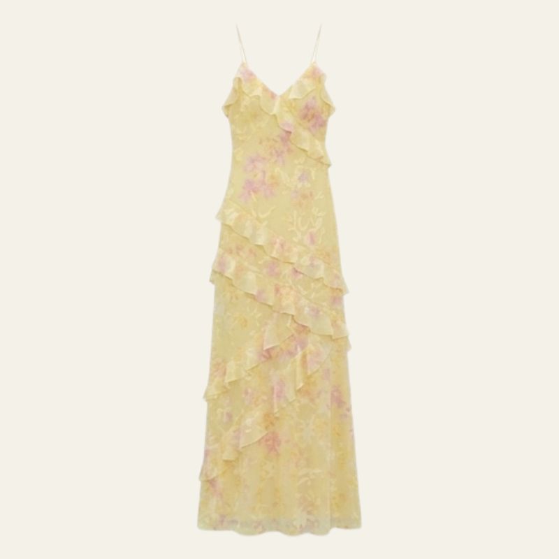 Selene | Women's Wedding Guest Elegant The Marbella Ruffle Tiered Maxi Dress Dresses — 1