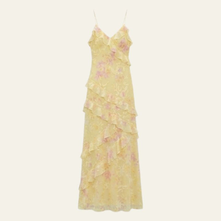 Selene | Women's Wedding Guest Elegant The Marbella Ruffle Tiered Maxi Dress Dresses — 1