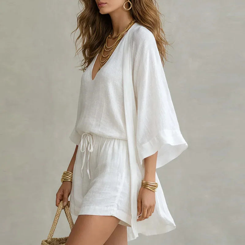 Seraphina | Women's Two-Piece Matching Claudia Linen 3 Piece Co-ord Set — 2