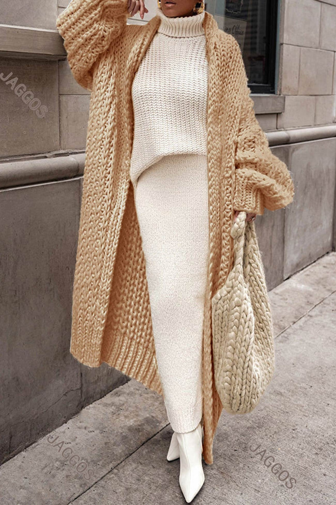 Serenwen | Women's Cozy Stylish and Oversized Chunky Knit Longline Cardigan — Brown