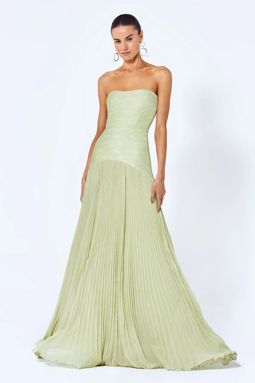 Severine | Women's Wedding Guest Elegant Flowey Green Maxi Dress Dresses — 1