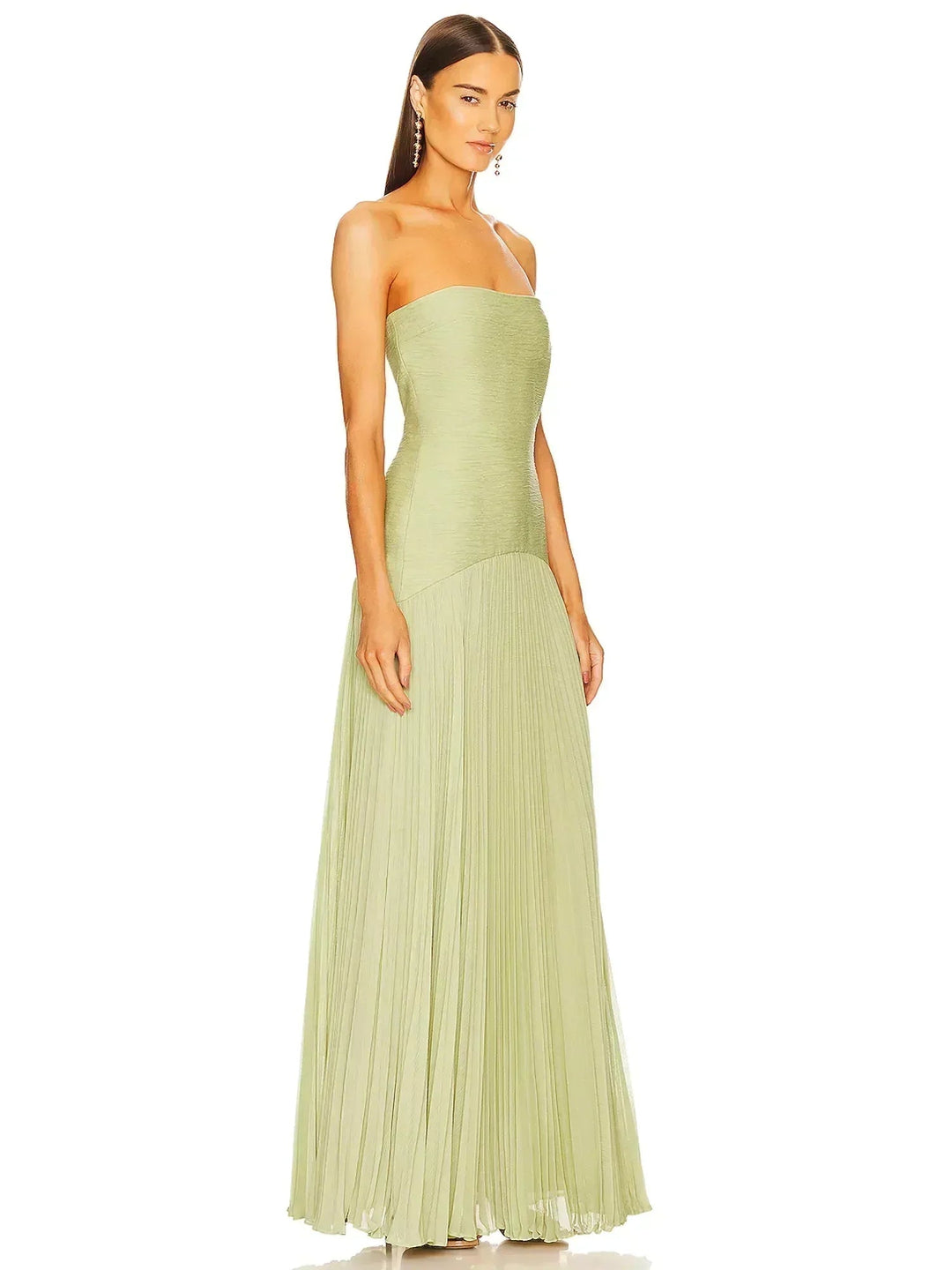 Severine | Women's Wedding Guest Elegant Flowey Green Maxi Dress Dresses — Green