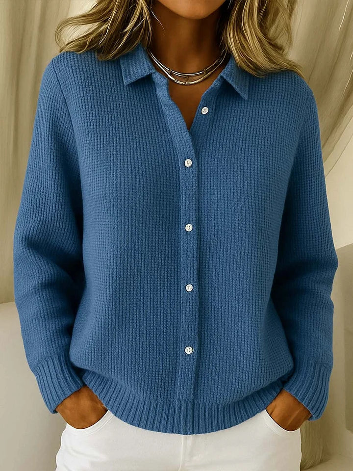 Sienna | Women's Elegant Cozy Knit Cardigan Sweaters — Dark Blue