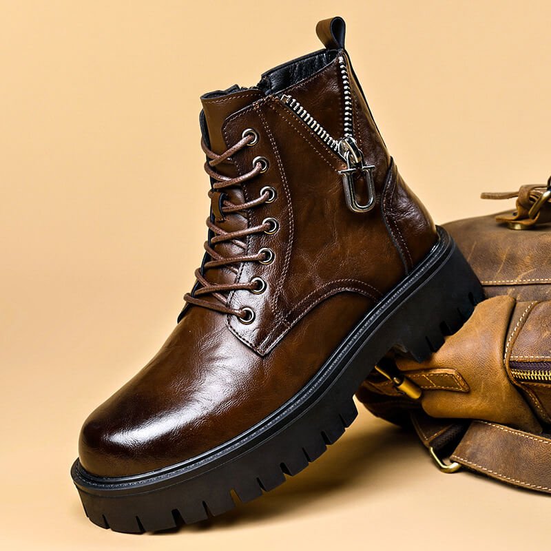 Sollyn | Women's Stylish and Rugged Prestige Leather Boots — Cognac Brown
