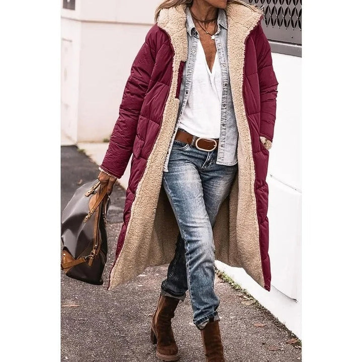 Solnia | Women's Puffer Jacket Longline Sherpa Winter Outdoor