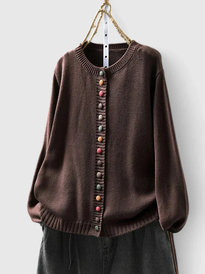 Soloura | Women's Knit Cozy Comfortable Cardigan Sweaters — Dark Brown