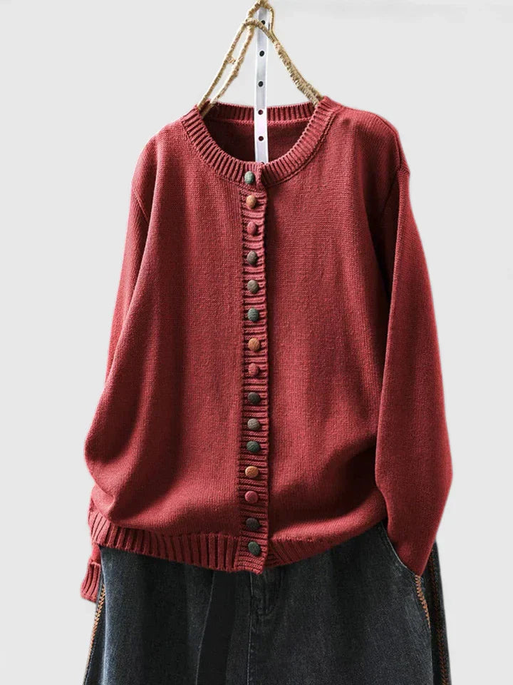 Soloura | Women's Knit Cozy Comfortable Cardigan Sweaters — Red