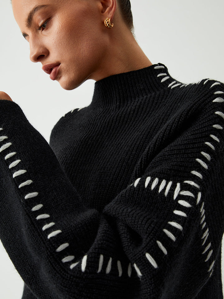 Solria | Women's Cozy Knit Oversized Mock Neck Sweater — 2