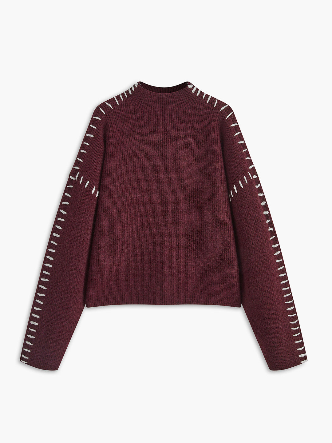 Solria | Women's Cozy Knit Oversized Mock Neck Sweater — Burgundy