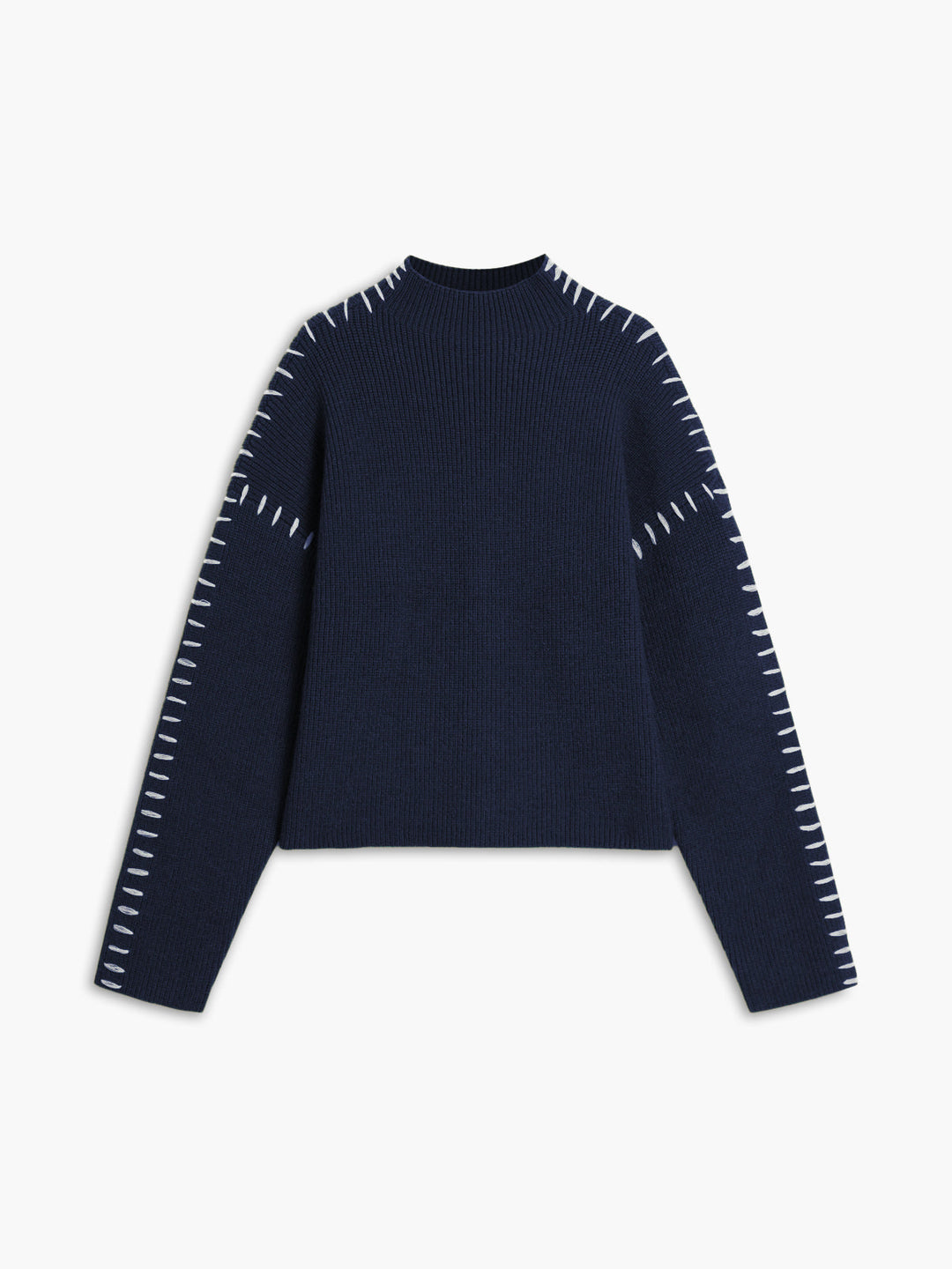 Solria | Women's Cozy Knit Oversized Mock Neck Sweater — Navy