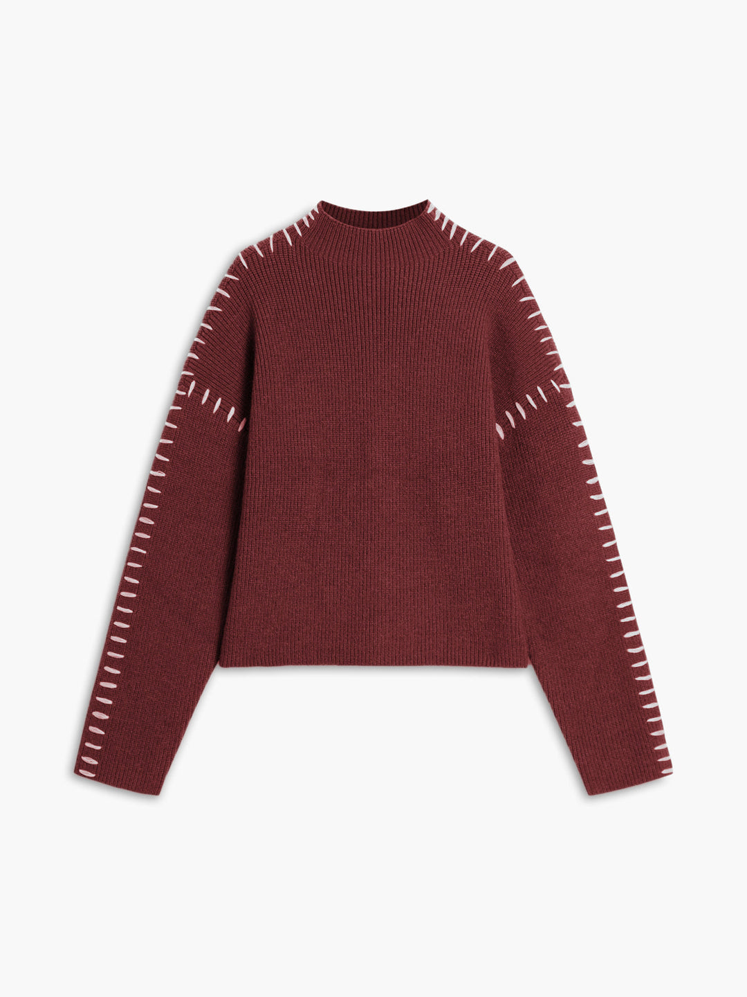 Solria | Women's Cozy Knit Oversized Mock Neck Sweater — Red