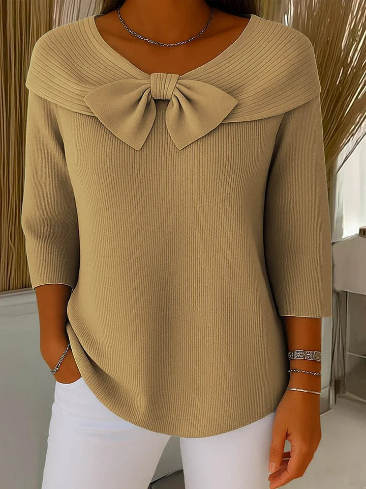 Solsia | Women's Knit Cozy Sophisticated Sweater — Khaki