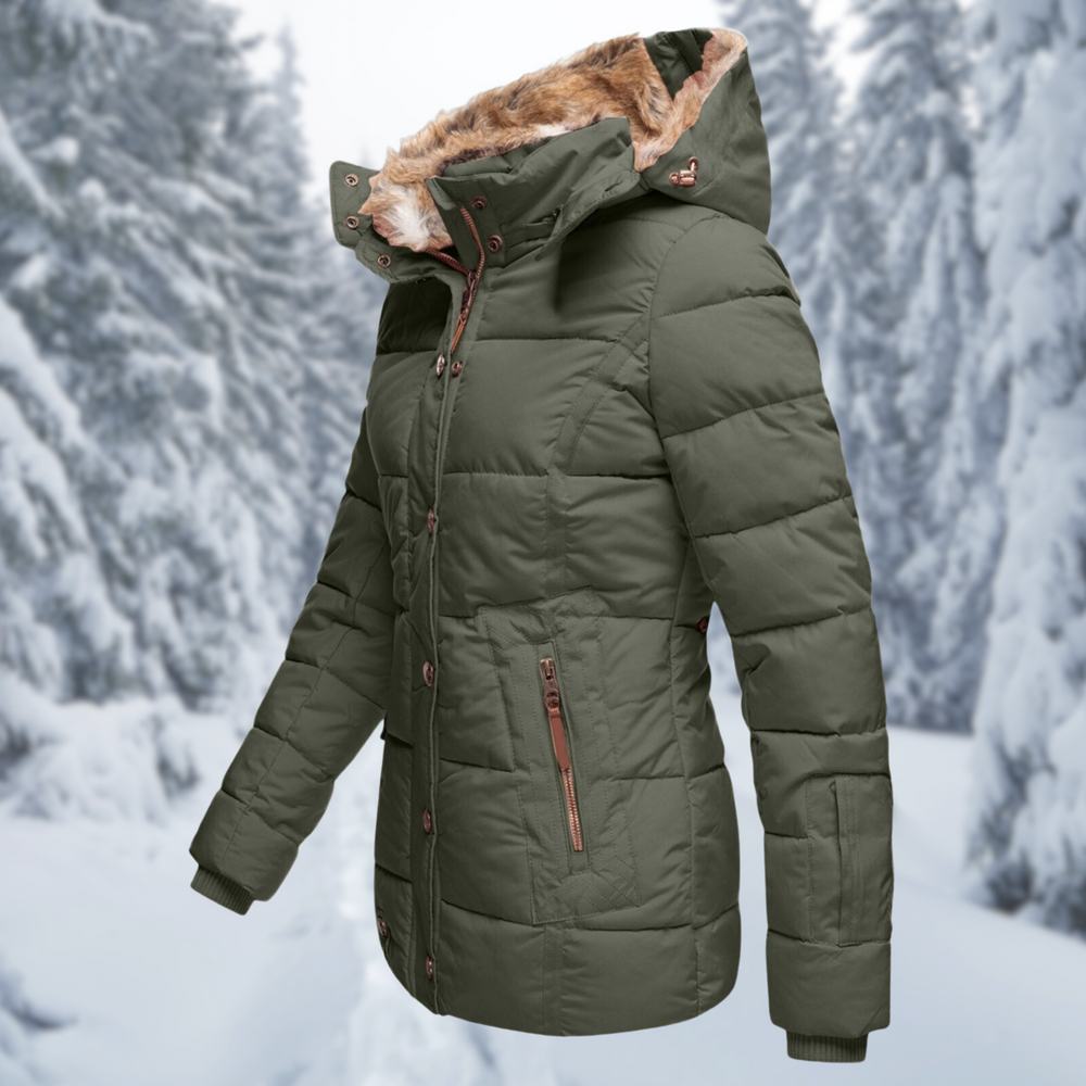 Tessaienne | Women's Faux Fur Hooded Puffer Jacket — 2