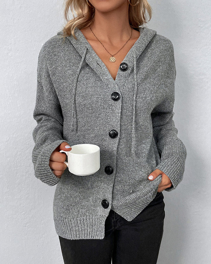Tessavanne | Women's Lace-Up Hooded Long Sleeve Cardigan