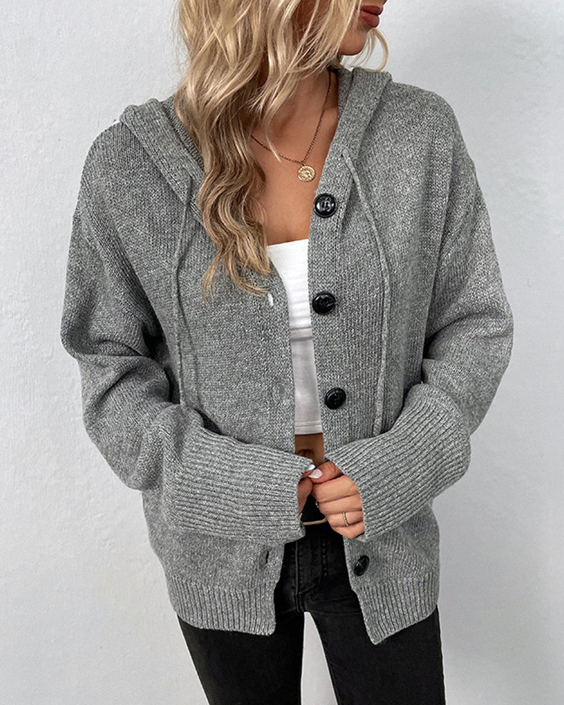 Tessavanne | Women's Lace-Up Hooded Long Sleeve Cardigan
