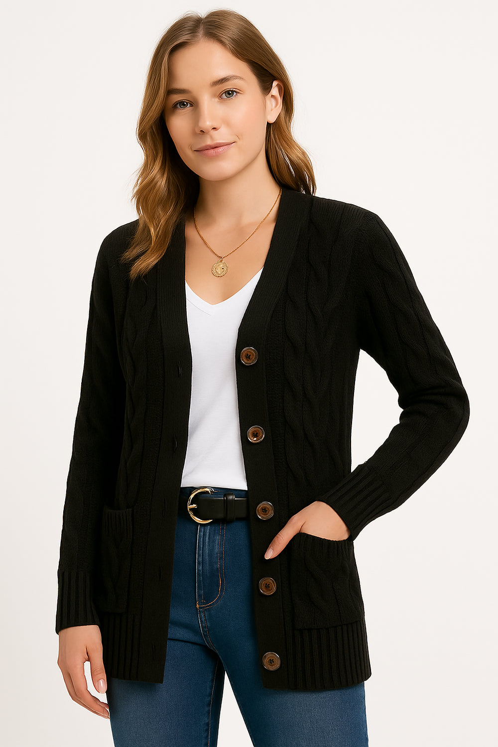 Thearia | Women's Cable Knit cardigan for / Wear Sweaters — 2