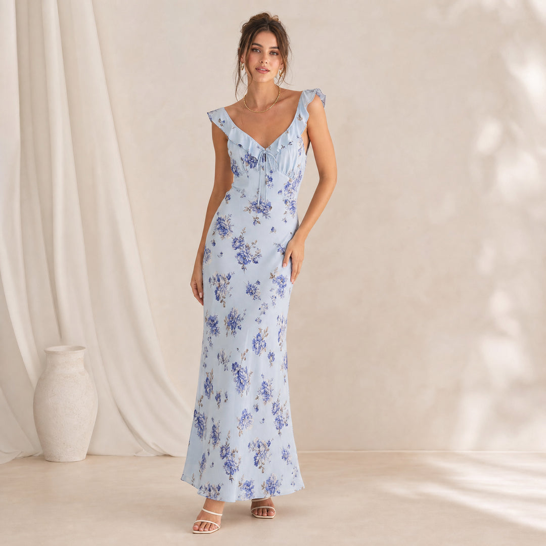 Theariel | Women's Wedding Guest Elegant Floral Sleeveless Backless Beach Dress Dresses — 2