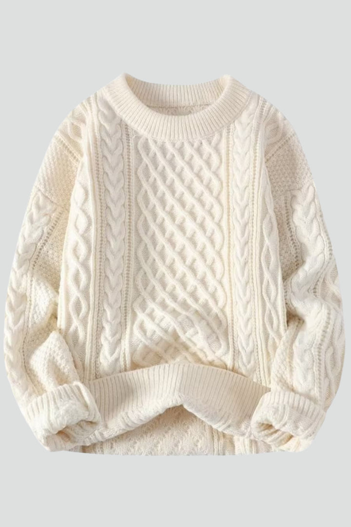 Tindralise | Women's Cozy Cable Knit Jumper with Ribbed Crew Neck and Hem — 1