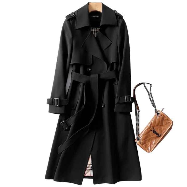 Tovaeen | Women's Elegant Trench Coat — Black